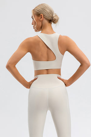 Round Neck Cutout Cropped Active Tank - All Mine Now Clothing