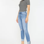 Kancan Distressed Cat's Whiskers Button Fly Jeans Trendsi