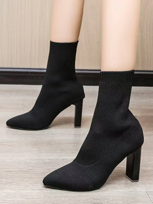 Point Toe Block Heel Boots - All Mine Now Clothing