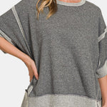 Zenana Contrast Trim Drop Shoulder T-Shirt - All Mine Now Clothing