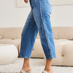 Judy Blue Full Size Braid Side Detail Wide Leg Jeans Trendsi