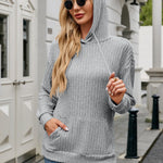 Ribbed Drawstring Long Sleeve Hoodie - All Mine Now Clothing