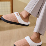 Horn Buckle Furry Texture Flat Slippers