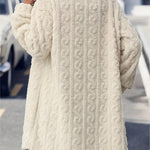 Fuzzy Button Up Long Sleeve Longline Coat Trendsi