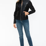 Snobbish Faux Leather Zip Up Mock Neck Jacket - All Mine Now Clothing