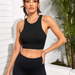 Cropped Round Neck Sports Tank Top - All Mine Now Clothing