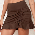 Ruched Elastic Waist Swim Skirt - All Mine Now Clothing