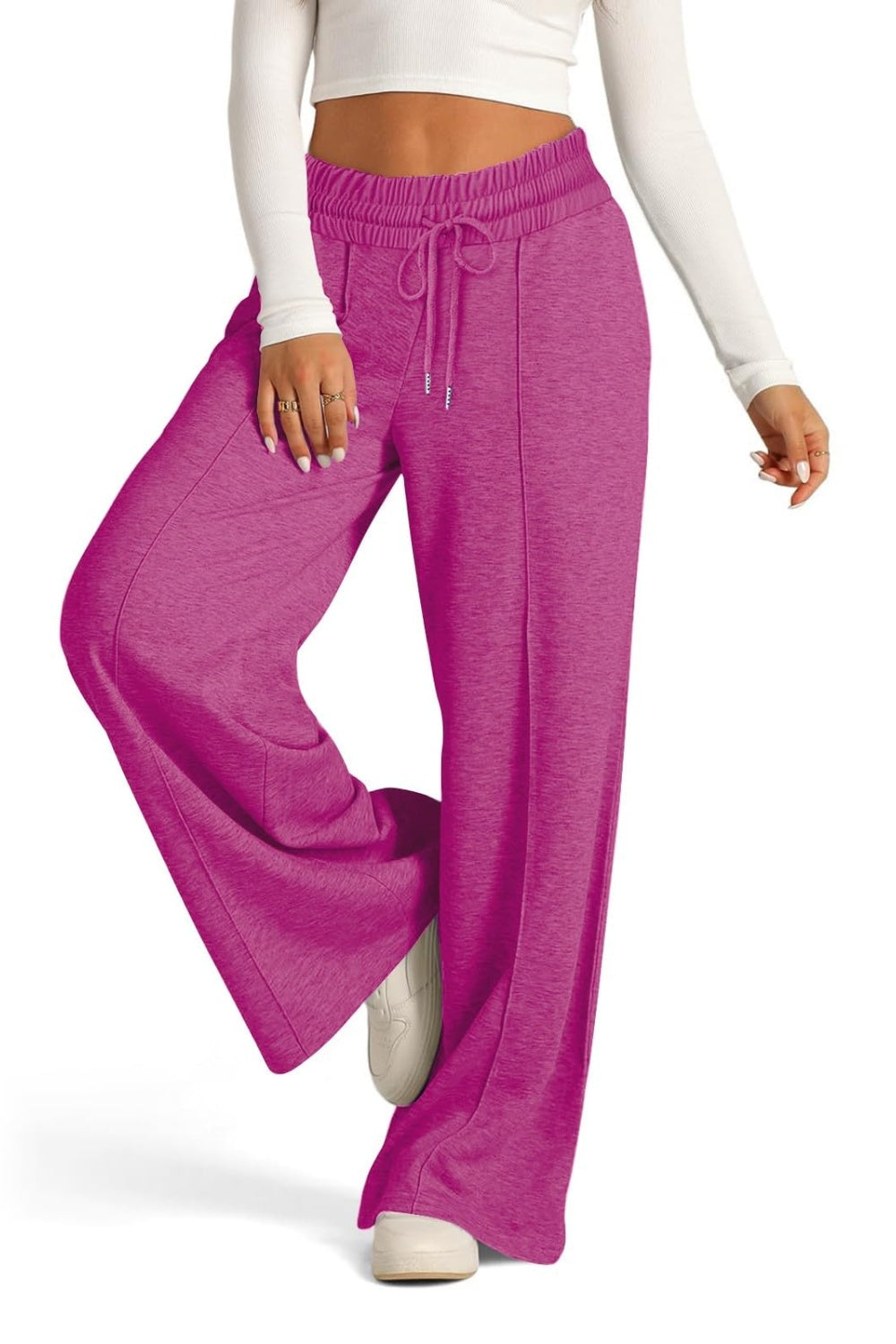 Drawstring Elastic Waist Wide Leg Pants - All Mine Now Clothing