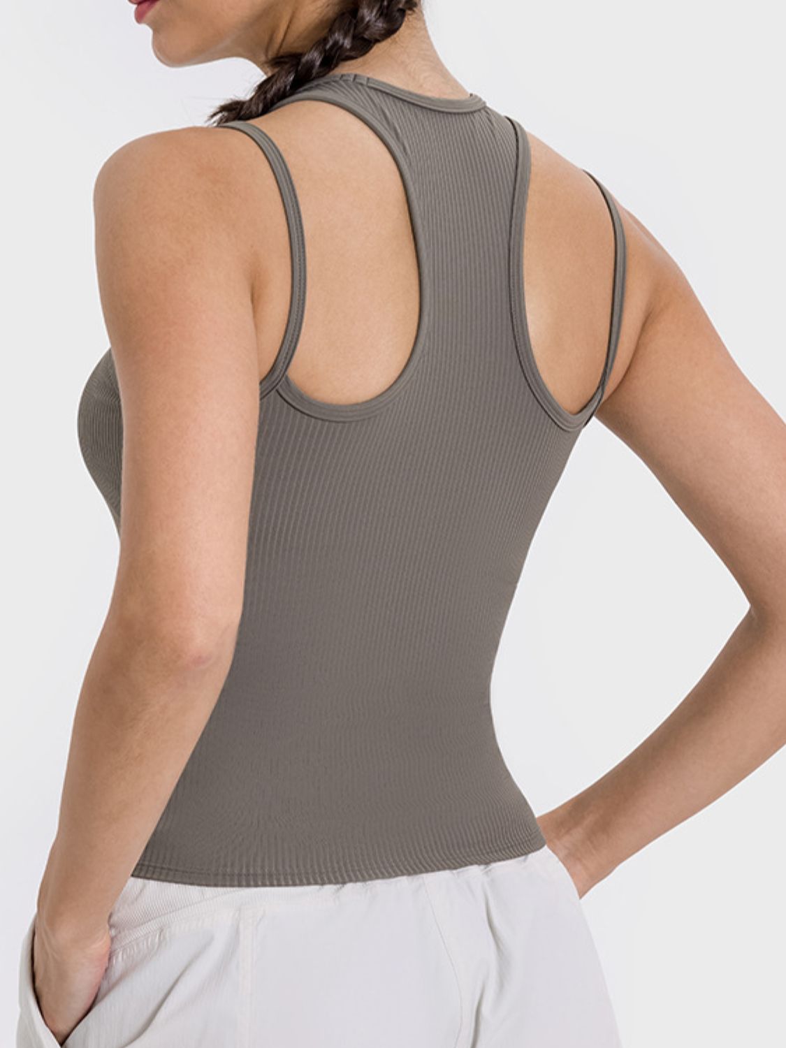 Millennia Cutout Round Neck Racerback Active Tank - All Mine Now Clothing