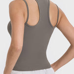 Millennia Cutout Round Neck Racerback Active Tank - All Mine Now Clothing