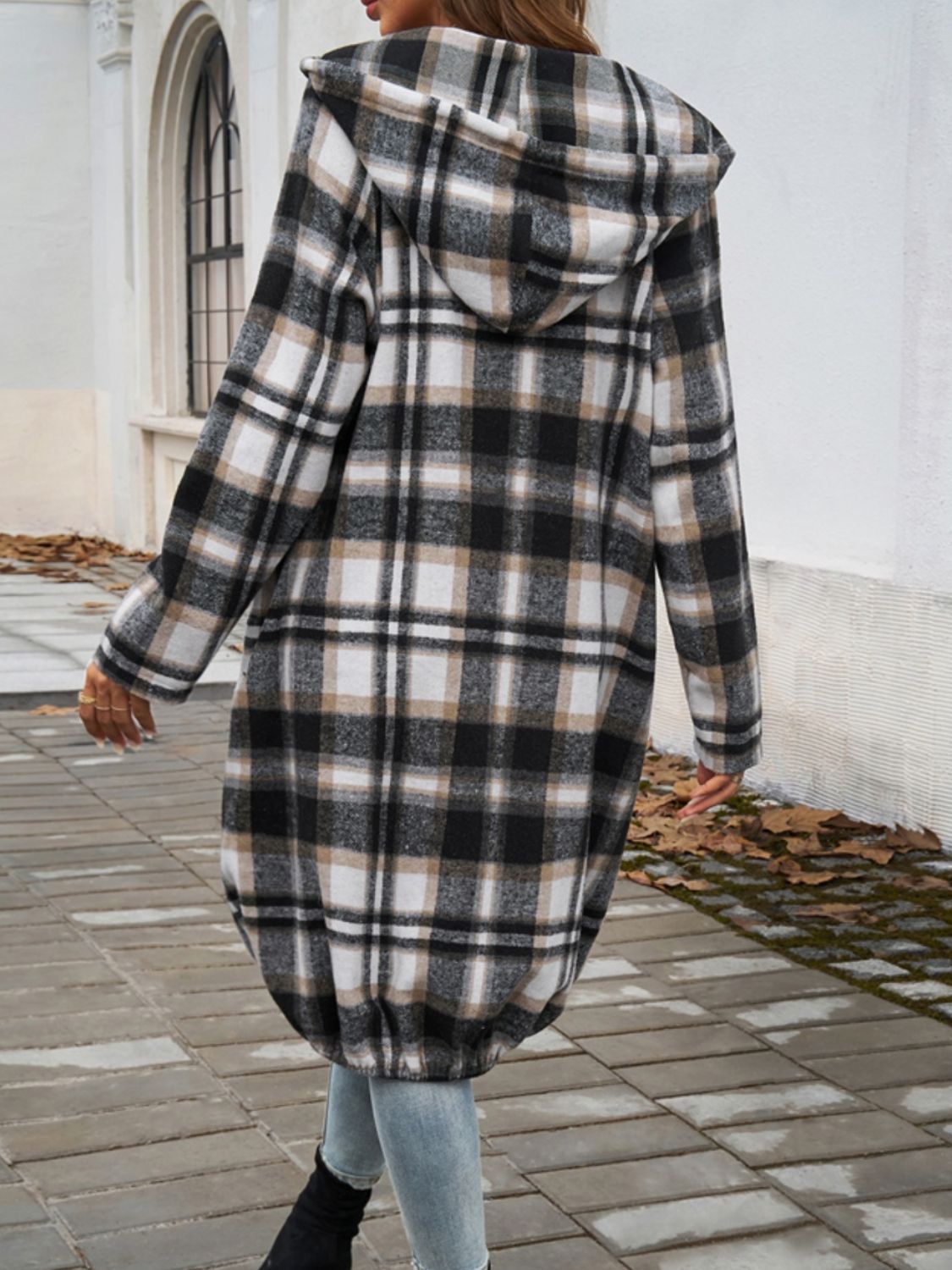 Devine Plaid Zip Up Hooded Coat - All Mine Now Clothing