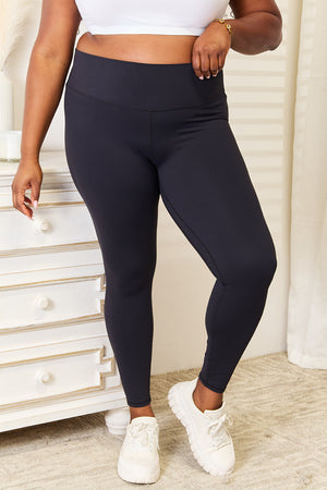 Double Take Wide Waistband Sports Leggings - All Mine Now Clothing