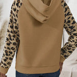 Leopard Half Button Long Sleeve Hoodie - All Mine Now Clothing