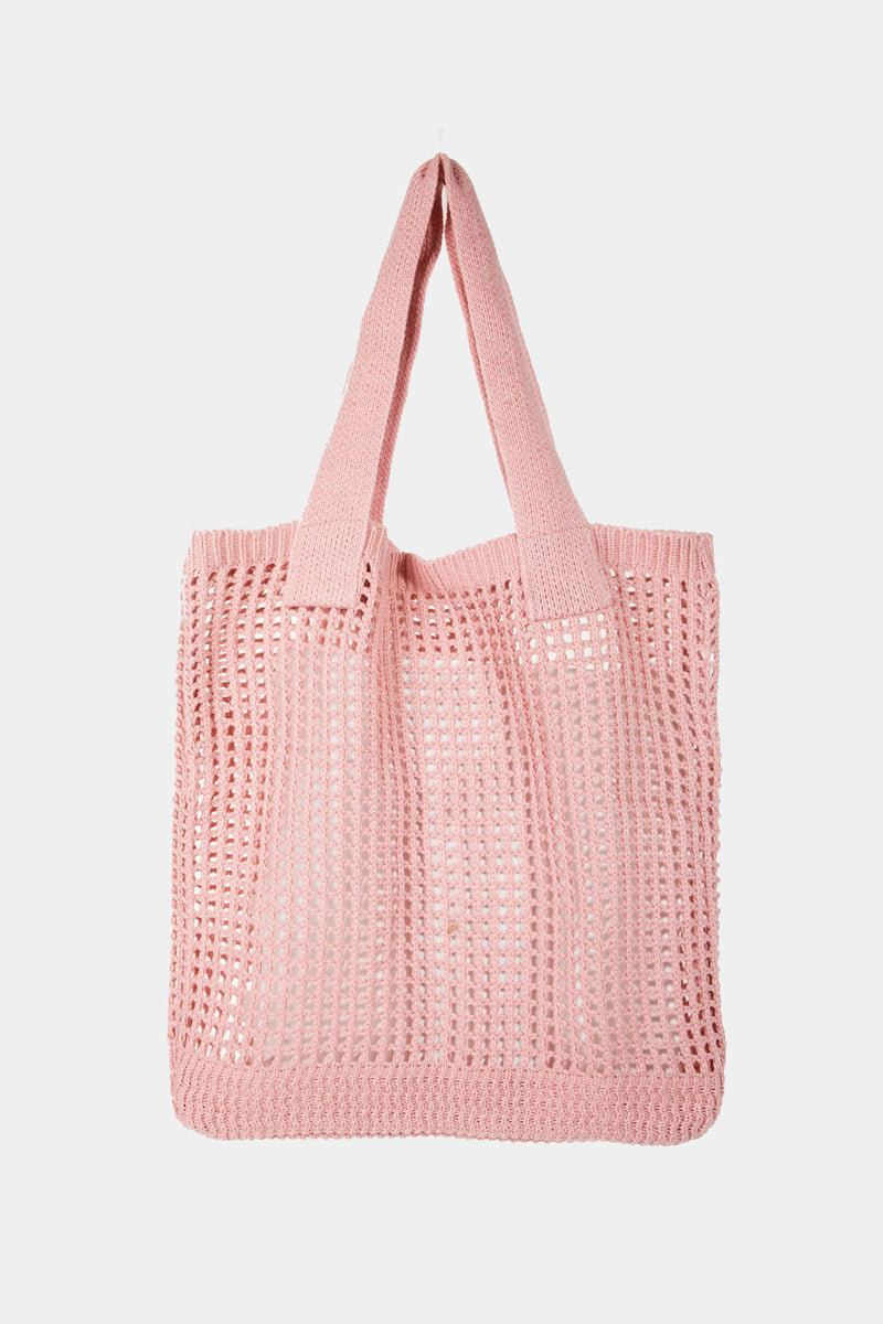 Fame Pointelle Knit Crochet Tote Bag - All Mine Now Clothing