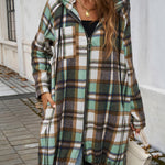 Devine Plaid Zip Up Hooded Coat - All Mine Now Clothing