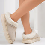 Furry Round Toe Platform Slippers - All Mine Now Clothing