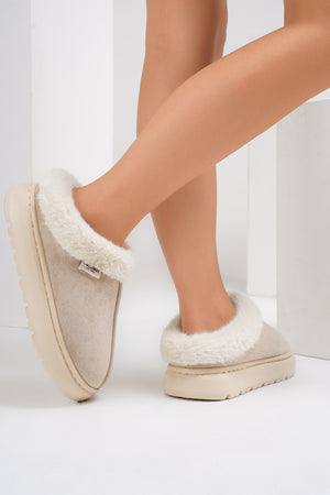 Furry Round Toe Platform Slippers - All Mine Now Clothing