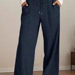 Drawstring Elastic Waist Wide Leg Pants - All Mine Now Clothing