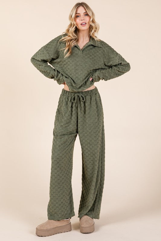 BOMBOM Tied Checkered Wide Leg Pants - All Mine Now Clothing