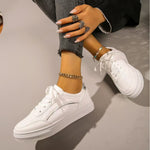 PU Leather Round Toe Flat Sneakers - All Mine Now Clothing