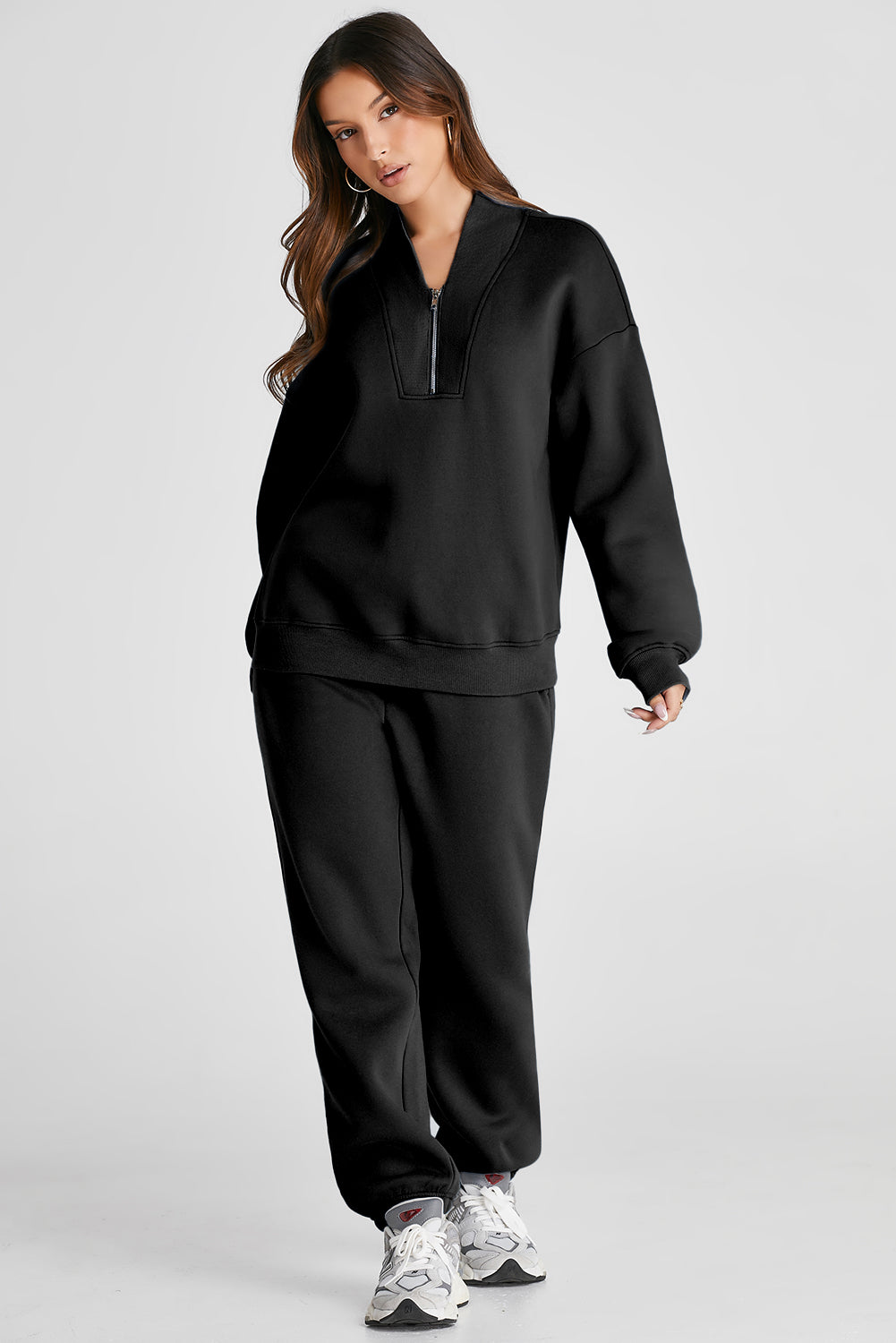 Quarter Zip Long Sleeve Top and Pants Set - All Mine Now Clothing