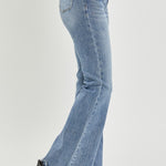 RISEN Full Size High Waist Raw Hem Flare Jeans - All Mine Now Clothing