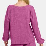 Zenana V-Neck Long Sleeve Ribbed Top and Shorts Set - All Mine Now Clothing