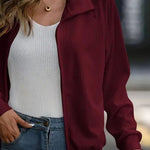 Zip Up Collared Neck Raglan Sleeve Jacket - All Mine Now Clothing