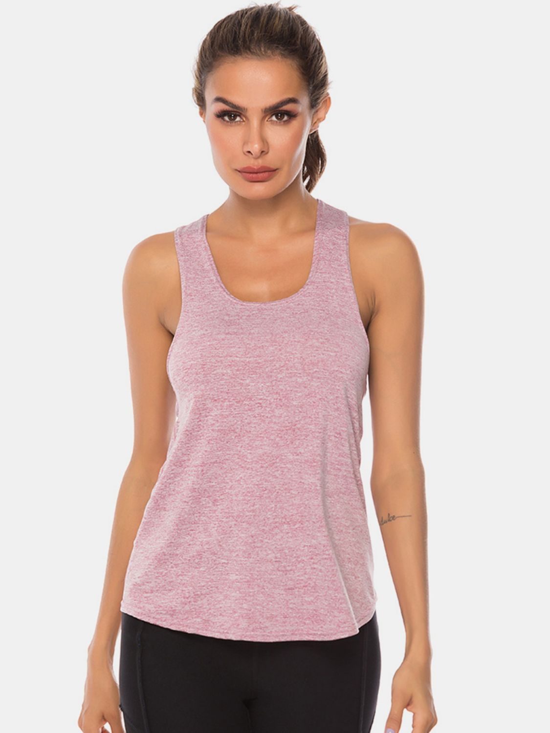 Full Size Scoop Neck Wide Strap Active Tank - All Mine Now Clothing