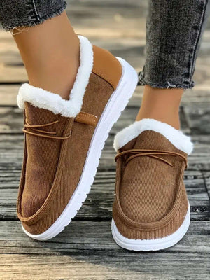 Fluff Round Toe Flat Slip-Ons