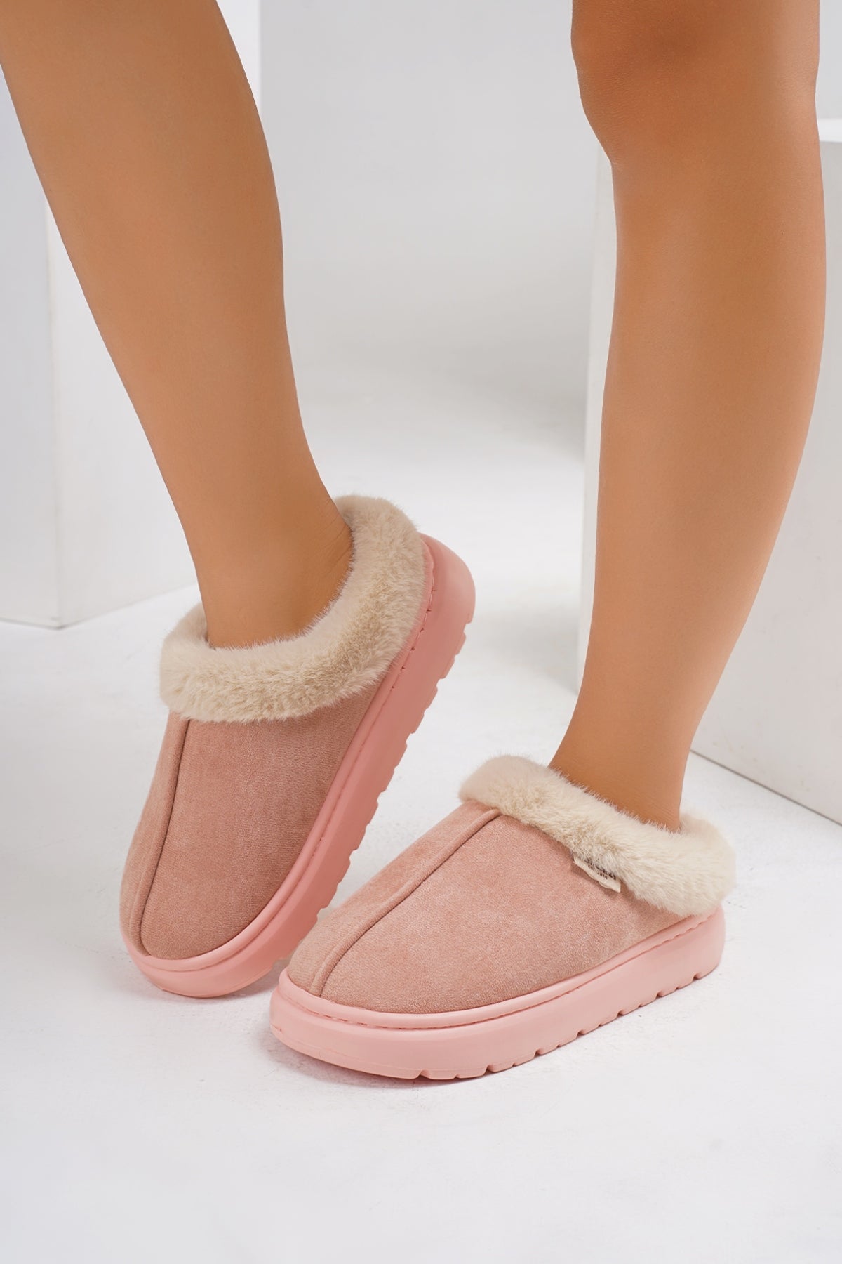 Furry Round Toe Platform Slippers - All Mine Now Clothing