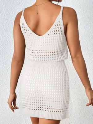 Openwork V-Neck Sleeveless Cover Up Dress - All Mine Now Clothing