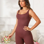 Scoop Neck Wide Strap Active Romper - All Mine Now Clothing