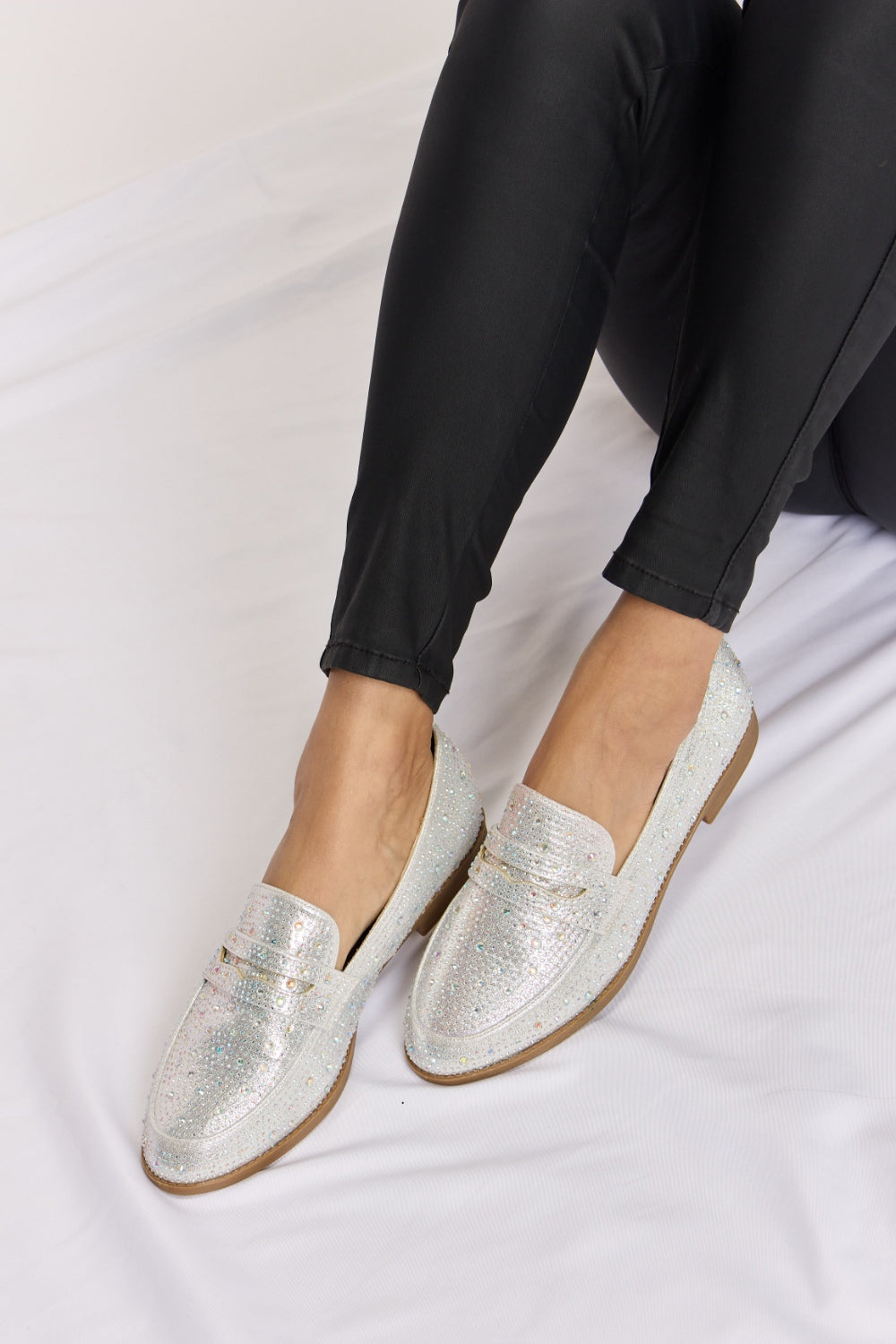 Forever Link Rhinestone Point Toe Loafers - All Mine Now Clothing