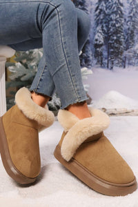 Faux Fur Round Toe Platform Boots - All Mine Now Clothing