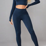 Mock Neck Long Sleeve Top and Pants Active Set - All Mine Now Clothing