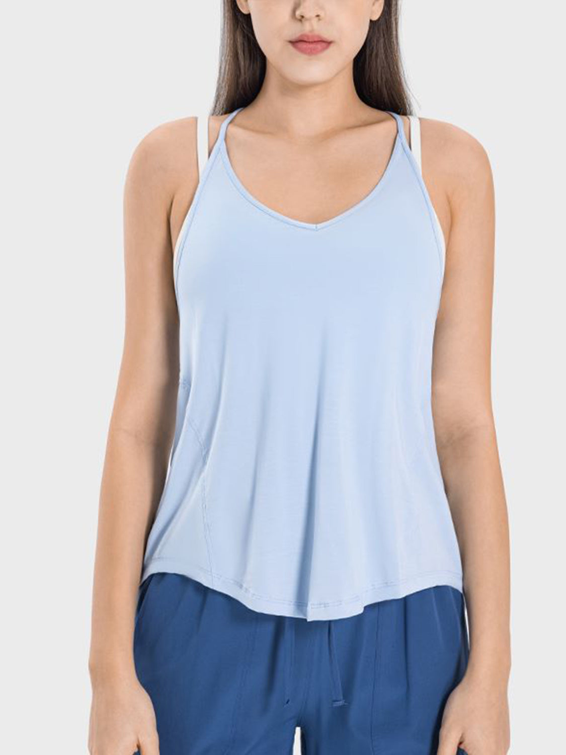 Millennia Slit Spaghetti Strap Scoop Neck Active Cami - All Mine Now Clothing