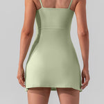 Square Neck Sleeveless Slit Mini Active Dress - All Mine Now Clothing