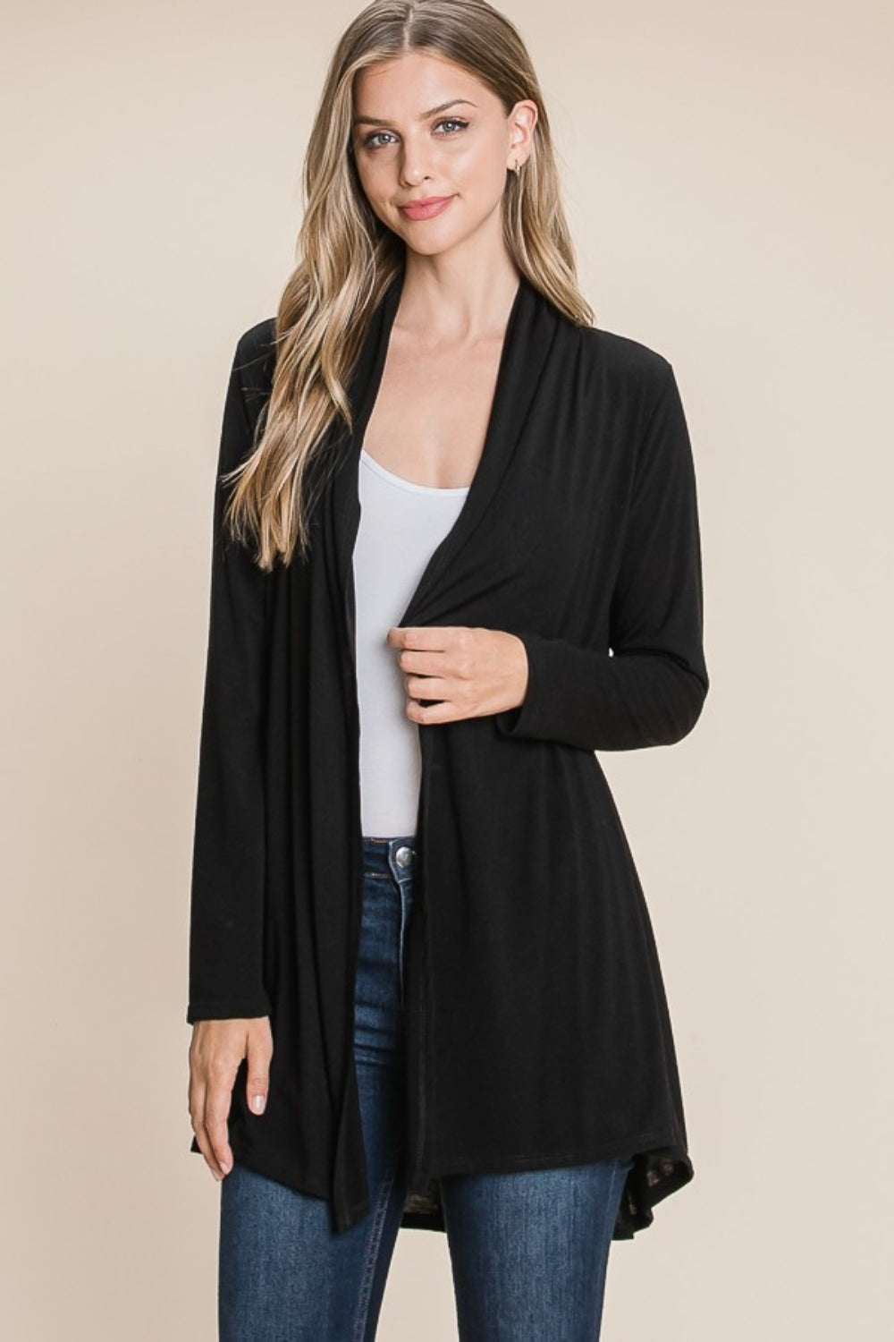 BOMBOM Open Front Long Sleeve Cardigan - All Mine Now Clothing