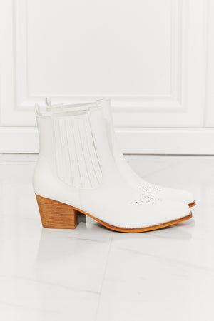 MMShoes Love the Journey Stacked Heel Chelsea Boot in White - All Mine Now Clothing