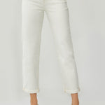 RISEN Full Size High Waist Rolled Hem Straight Jeans Trendsi