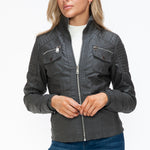 YMI Removable Faux Layered Multi-Pocket Jacket with Fuzzy Hood - All Mine Now Clothing