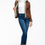 YMI Removable Faux Layered Multi-Pocket Jacket with Fuzzy Hood - All Mine Now Clothing