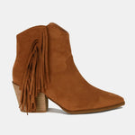 Beast Fashion Suede Fringe Point Toe Ankle Boots - All Mine Now Clothing