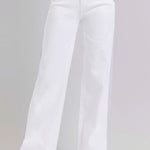 RISEN Full Size Tummy Control Double Button Wide Leg Jeans Trendsi