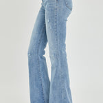 Risen Full Size High Rise Frayed Hem Flare Jeans - All Mine Now Clothing