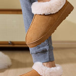 Faux Fur Round Toe Platform Slippers