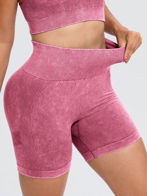 Washed High Waist Active Shorts - All Mine Now Clothing