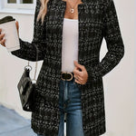 Plaid Open Front Long Sleeve Blazer - All Mine Now Clothing