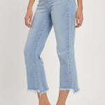 RISEN Full Size High Rise Raw Edge Crop Jeans Trendsi